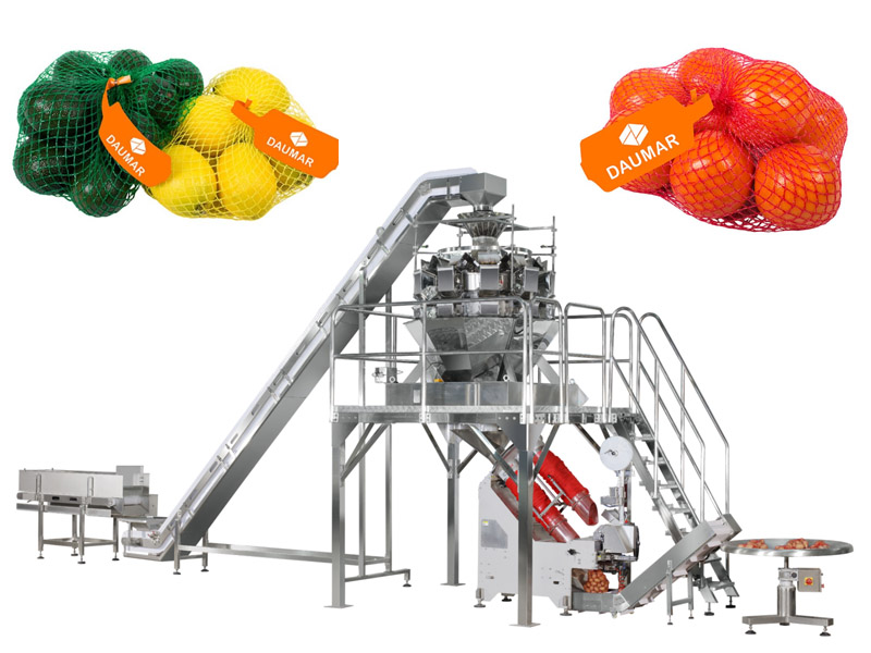 Automatic Fresh Fruit Net Bag Wrapping Clipping Labeling Machine